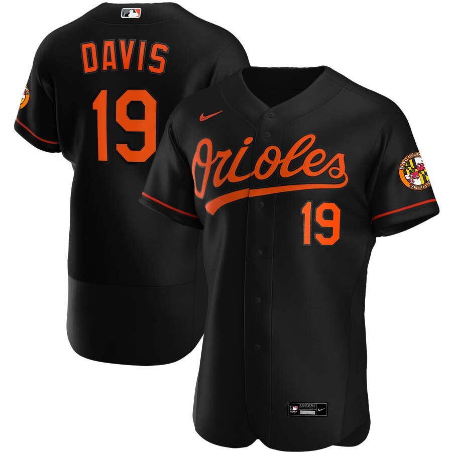 Baltimore Orioles #19 Chris Davis Men Nike Black Alternate 2020 Authentic Player MLB Jersey